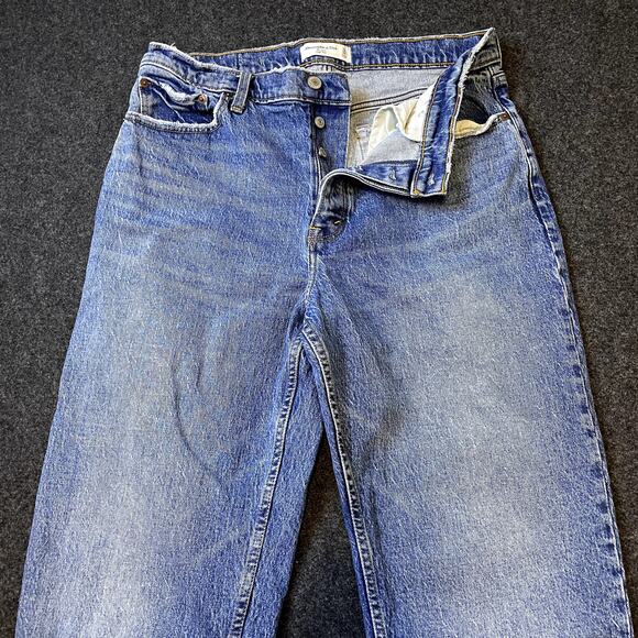 Abercrombie & Fitch The Dad Straight High rise Jeans Size 31/12 Button Fly - Picture 4 of 15